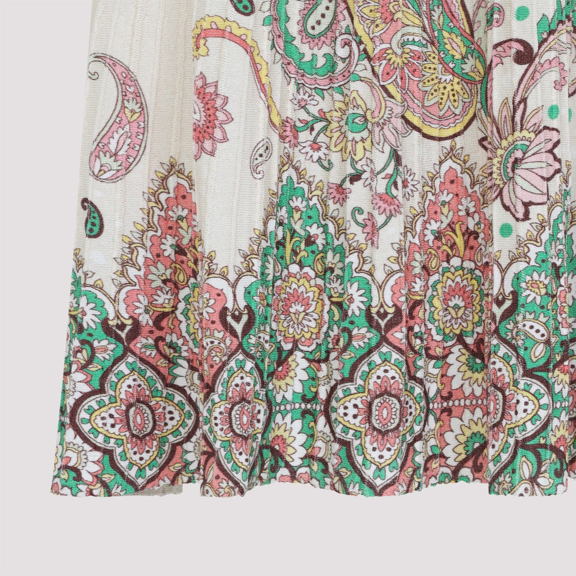 Etro Knit White Cotton Midi Dress With Flared Skirt