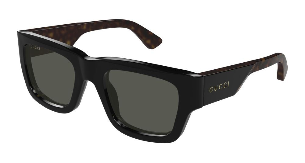 Gucci Black Havana Pattern Oversized Square Sunglasses