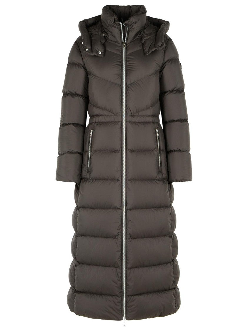 Moose Knuckles 'Belle' Long Brown Nylon Down Jacket