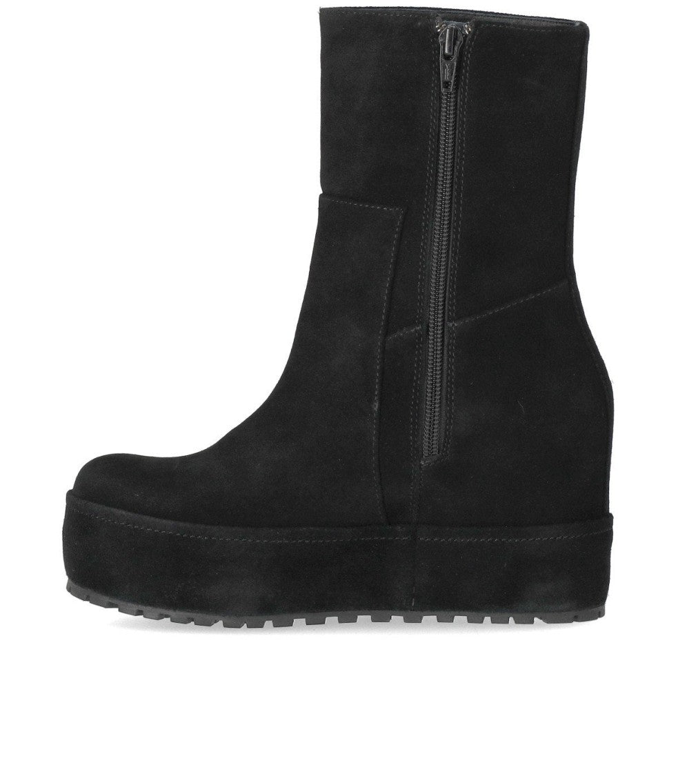 Paloma Barceló Smooth Black Suede Disa Ankle Boots With Internal Wedge