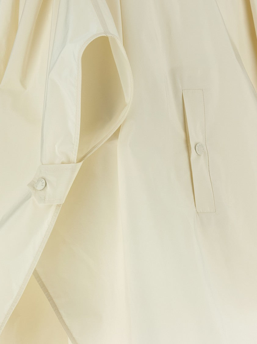Moncler Taffeta Cape With Removable Hood And Grosgrain Logo Patch