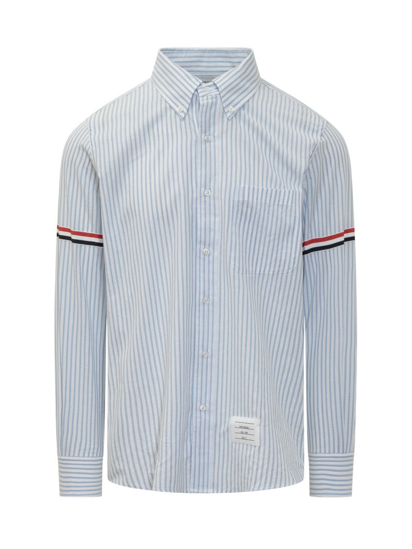 Thom Browne Button-Down Clear Blue Shirt With Classic Collar