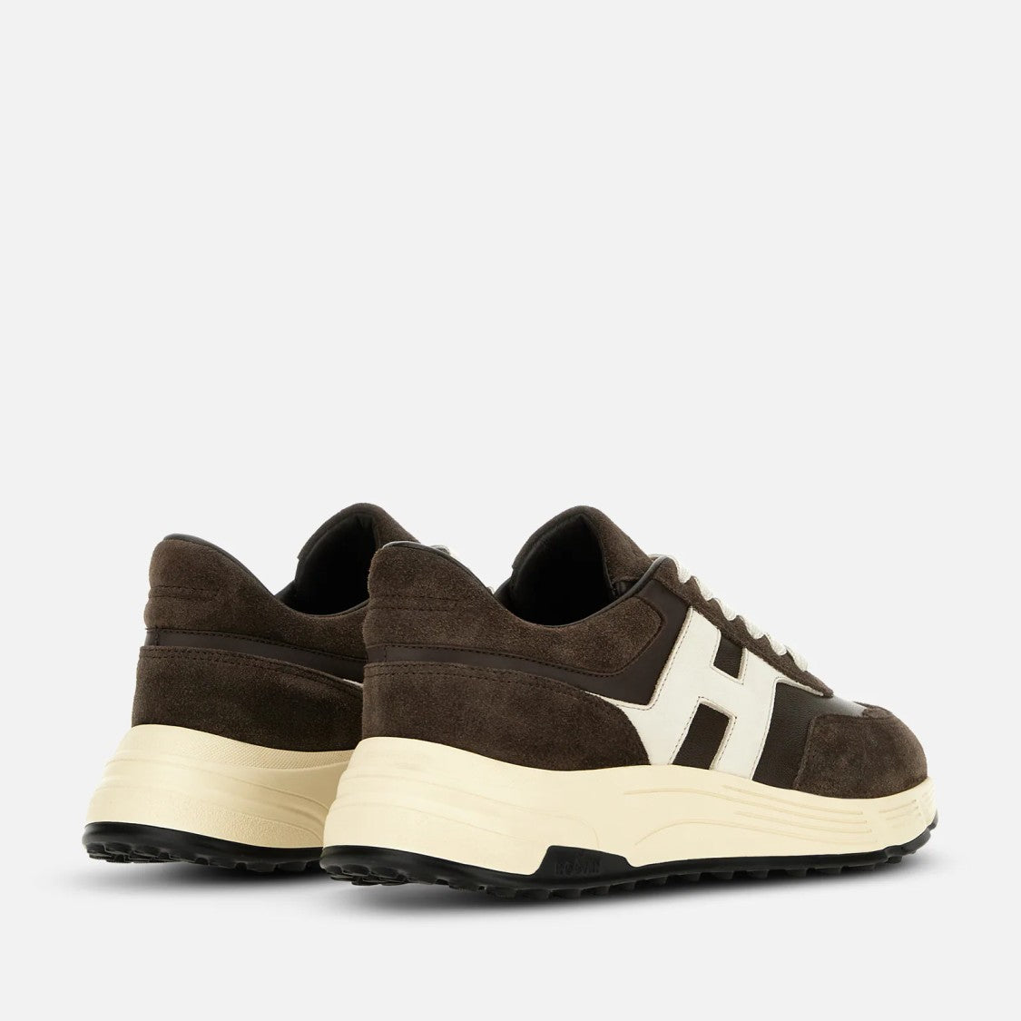 Hogan Refined Brown Calfskin And Mutton Leather Sneakers
