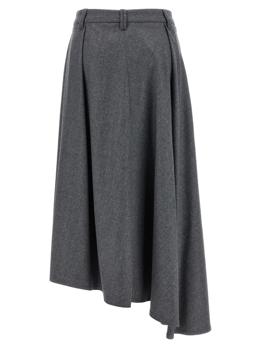 Brunello Cucinelli Asymmetrical Wool Skirt