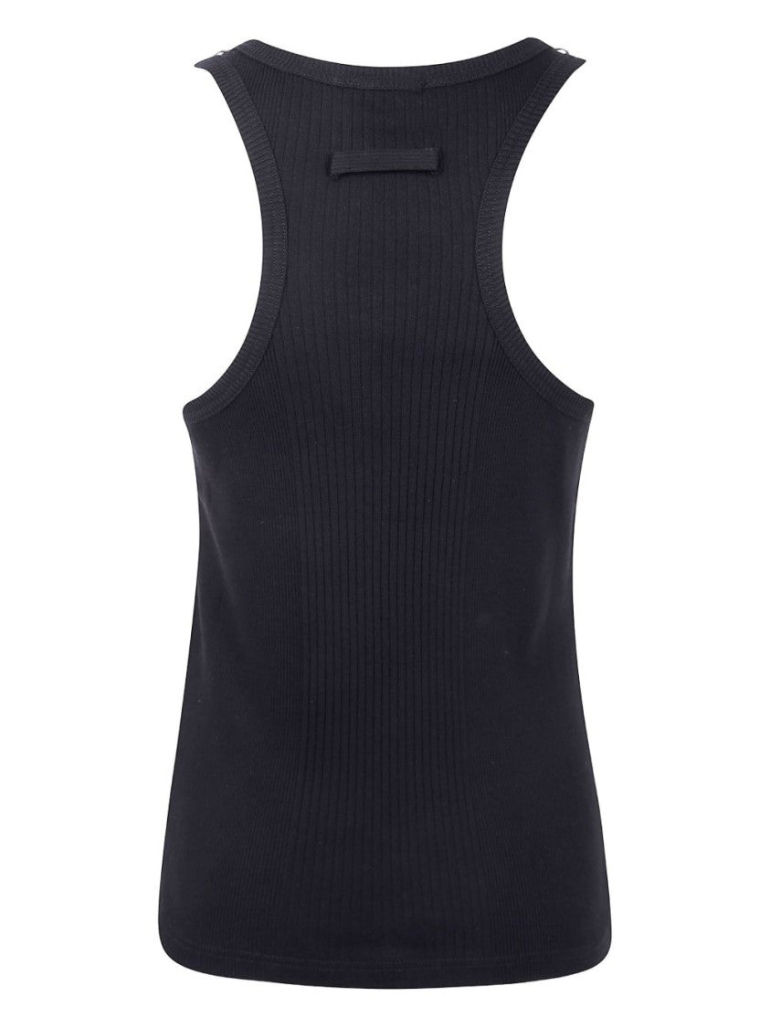 Jean Paul Gaultier Sleeveless Ribbed Top With Silver-Tone Buckle Details