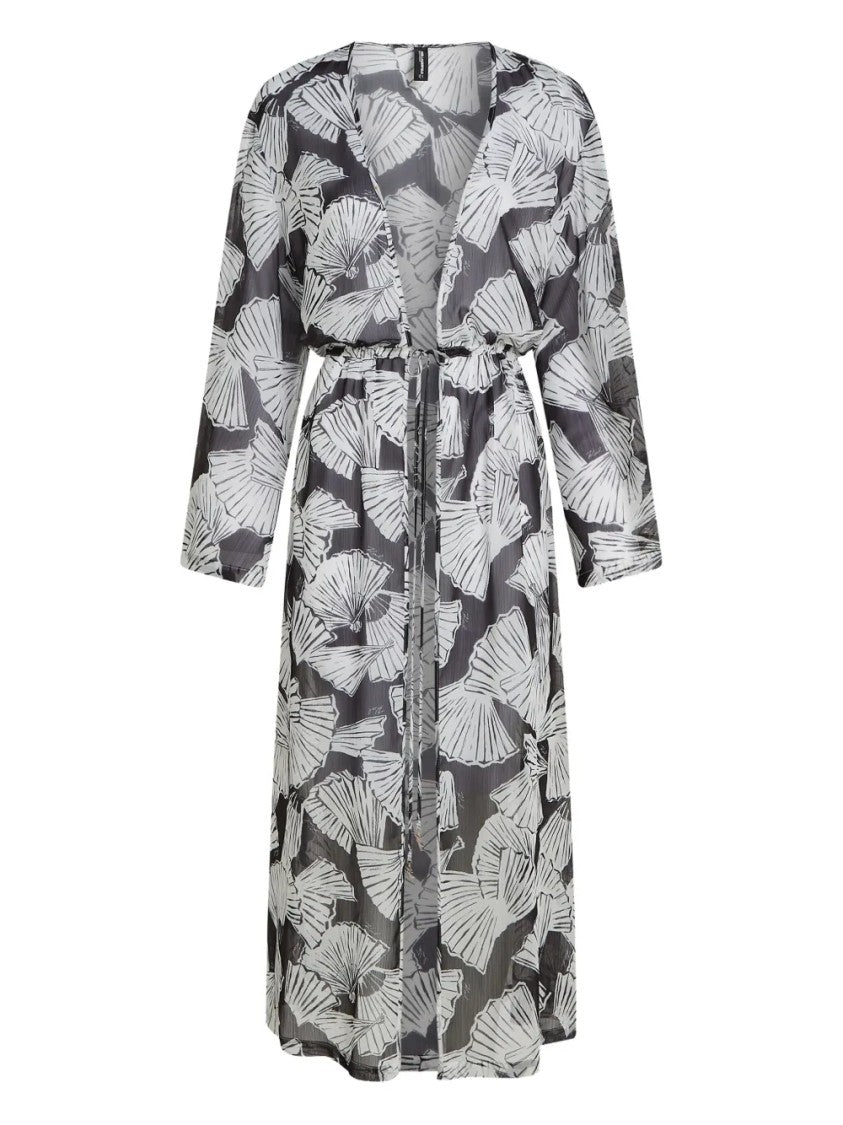 Karl Lagerfeld Mid-Calf Sheer Kaftan With Abstract Print