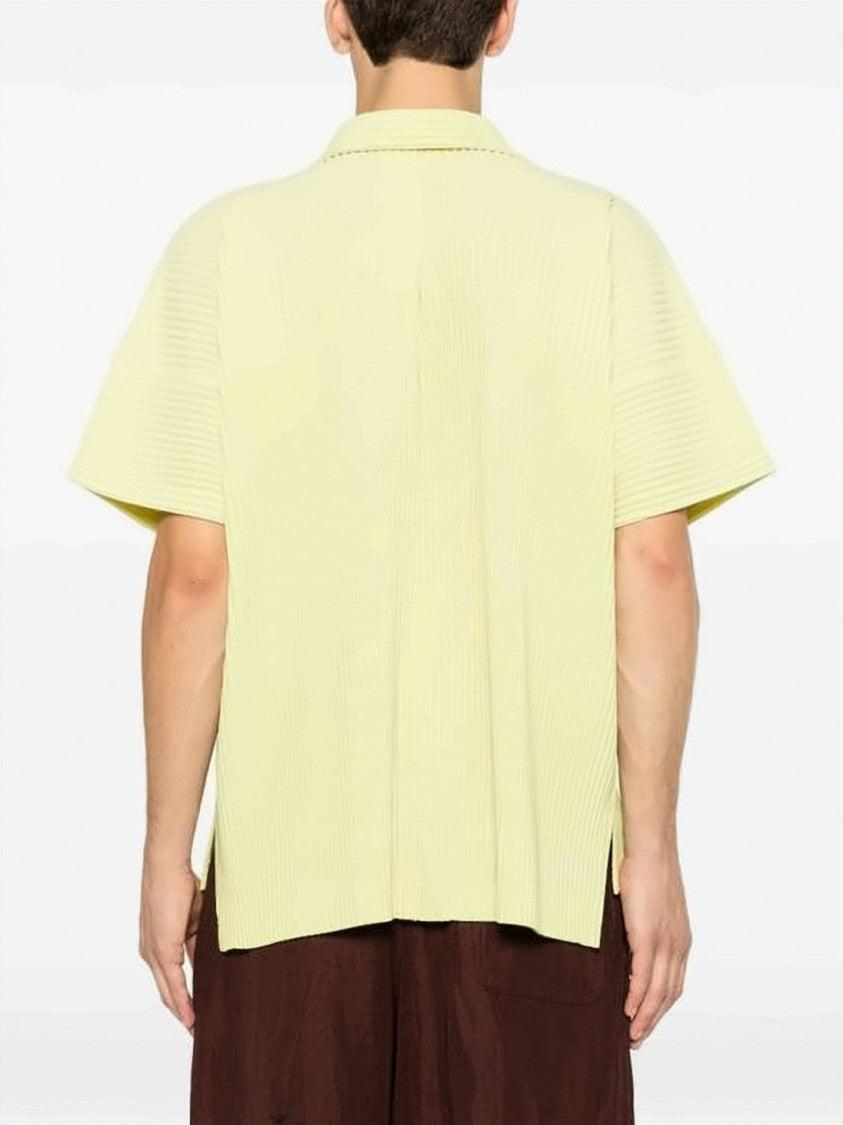 Homme Plissé Issey Miyake Distinctive Pleated Short-Sleeve Shirt With Classic Collar