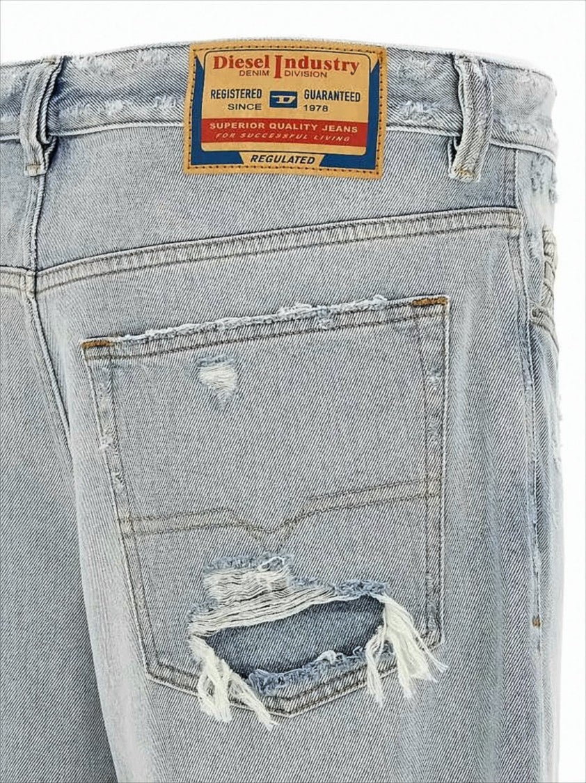 Diesel Light-Wash Denim Pants With Distressed Details