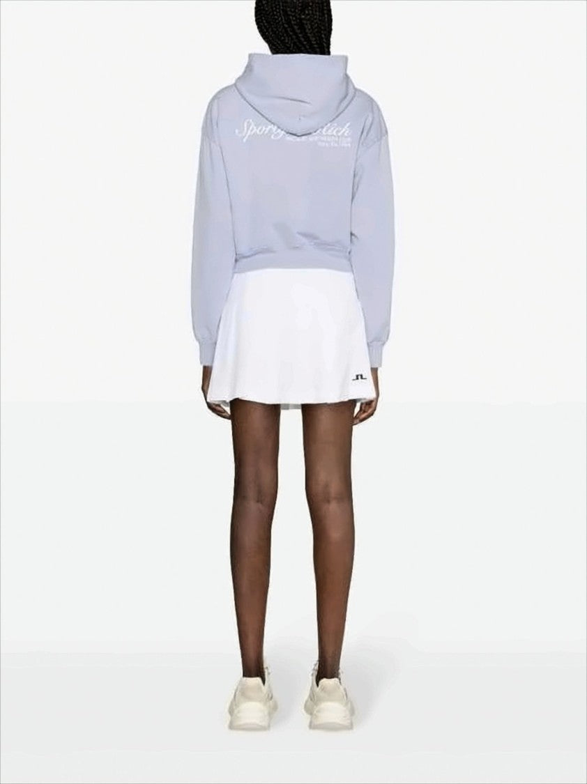 Sporty And Rich Relaxed-Fit Cropped Hoodie In Soft Blue Fabric