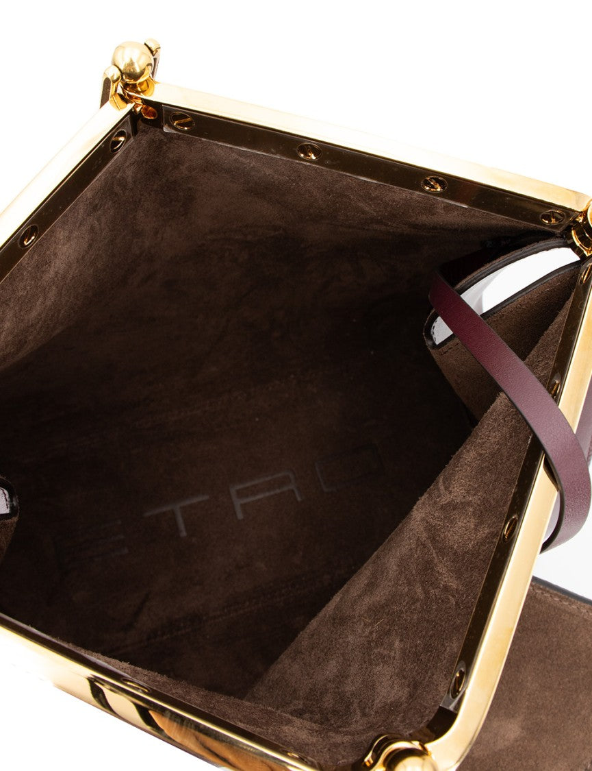 Etro Structured Leather Shoulder Bag With Distinctive Clasp
