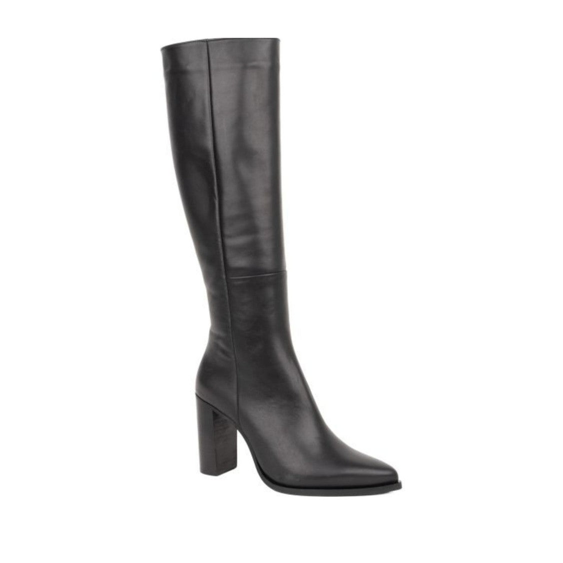 Sergio Moretti Black Pointed Toe Knee-High Leather Dress Boots