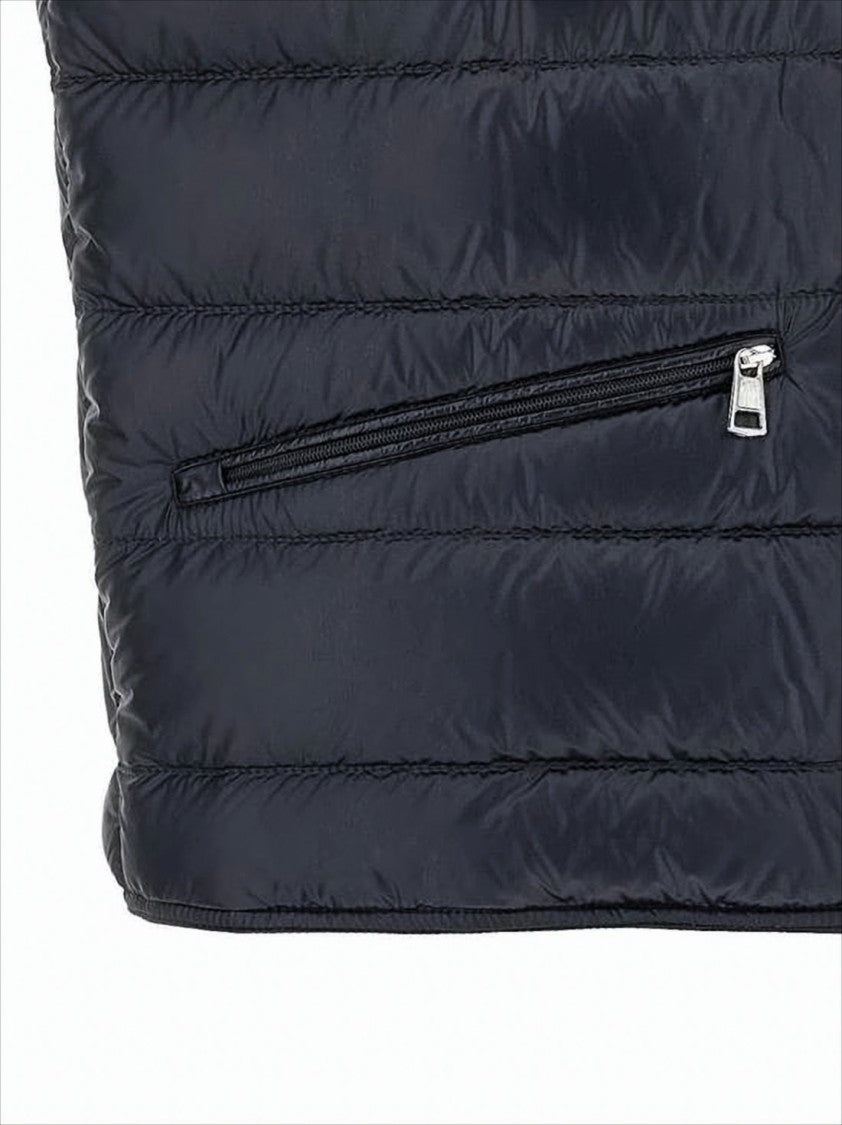 Moncler Sleek Padded Vest With Stand Collar And Logo Patch