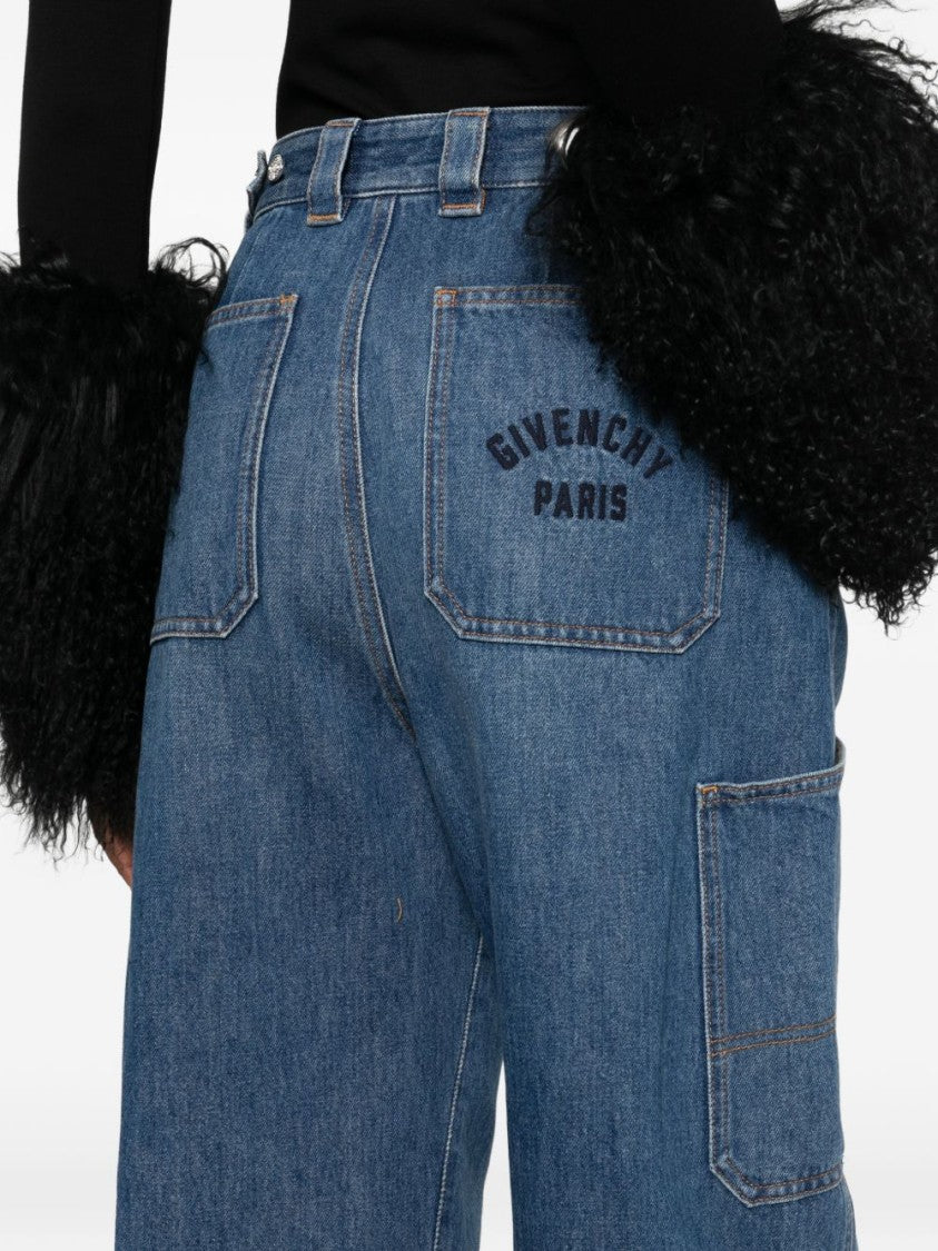 Givenchy Denim Blue Silk And Nylon Jeans