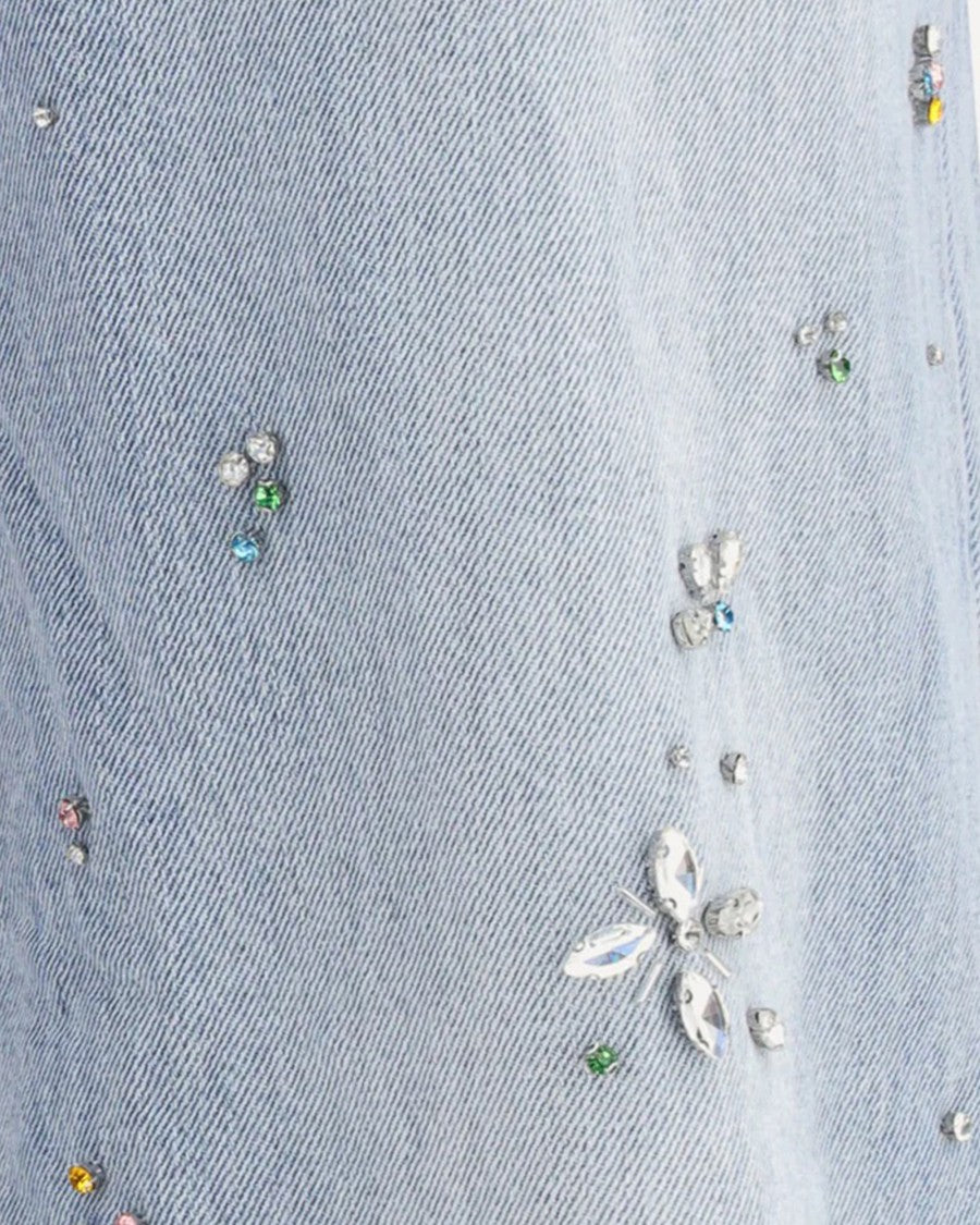 Self-Portrait Light Blue Rhinestone Jeans