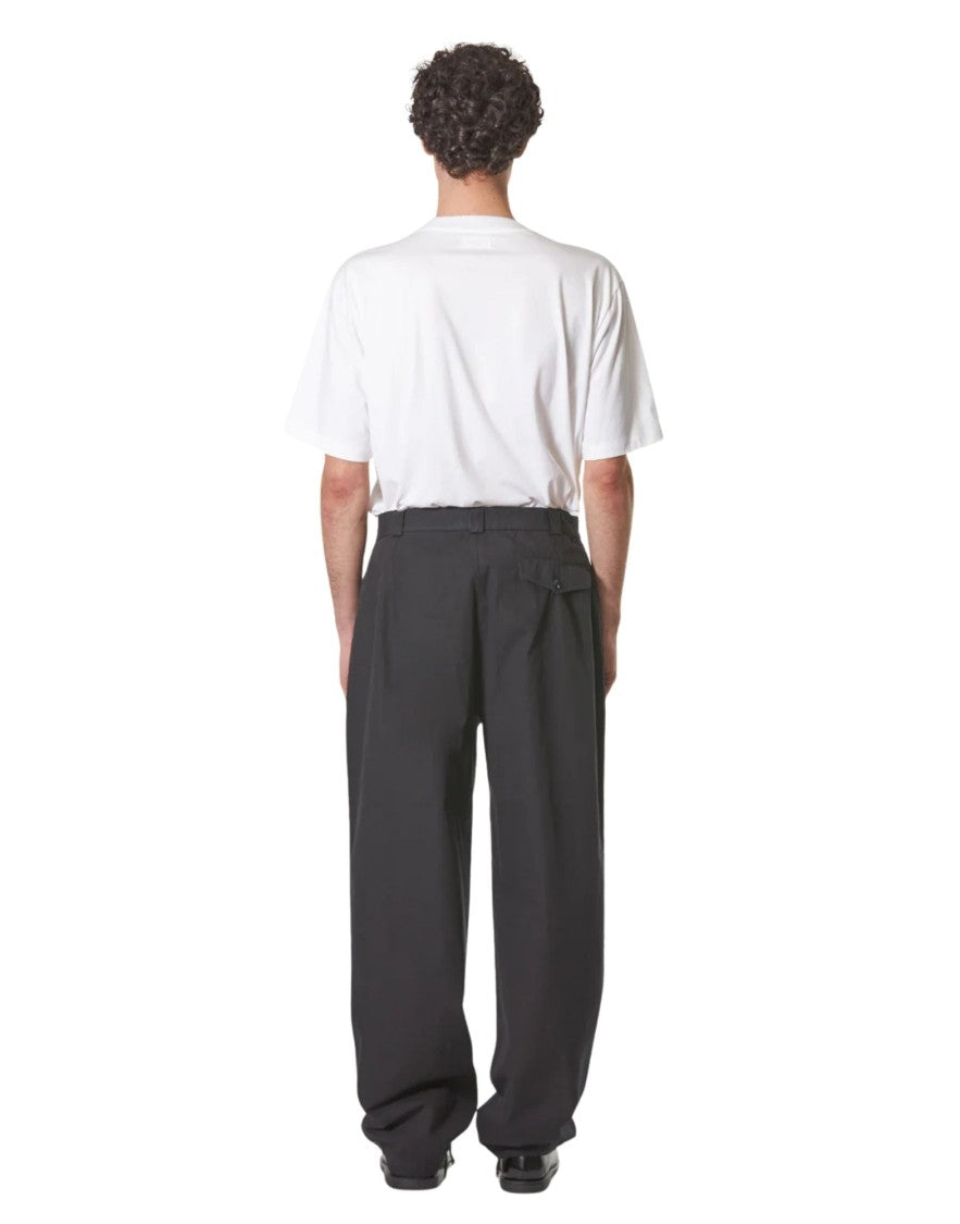 Cellar Door Dark Navy Cotton Ripstop Loose Fit Trousers
