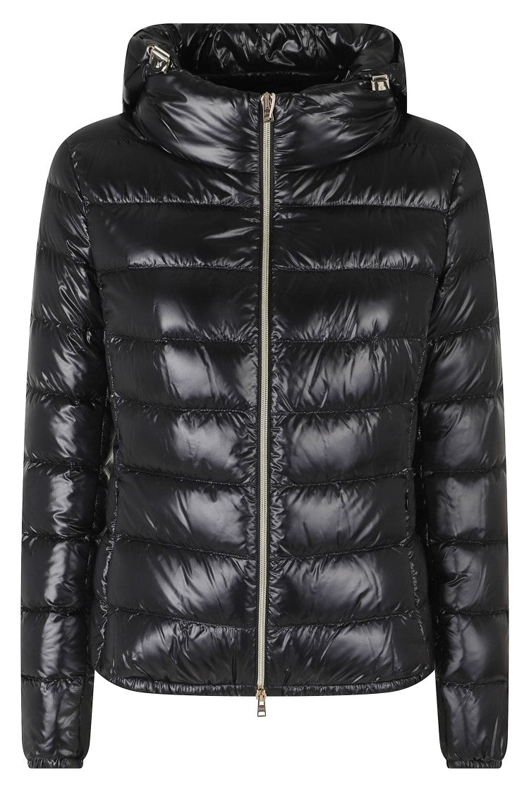 Herno Black Giada High Neck Removable Hood Polyamide Down Jacket
