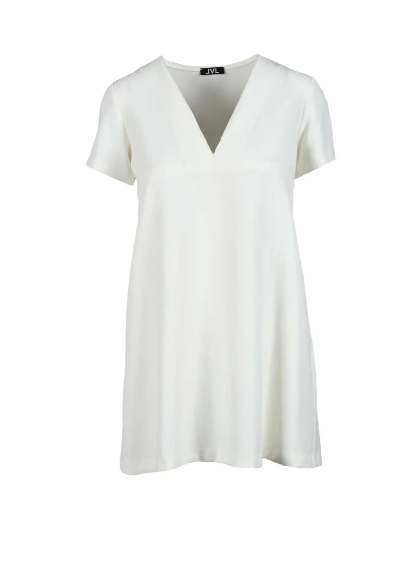 Lvl Level Vibes Level White Deep V-Neck Relaxed Fit Mini Dress