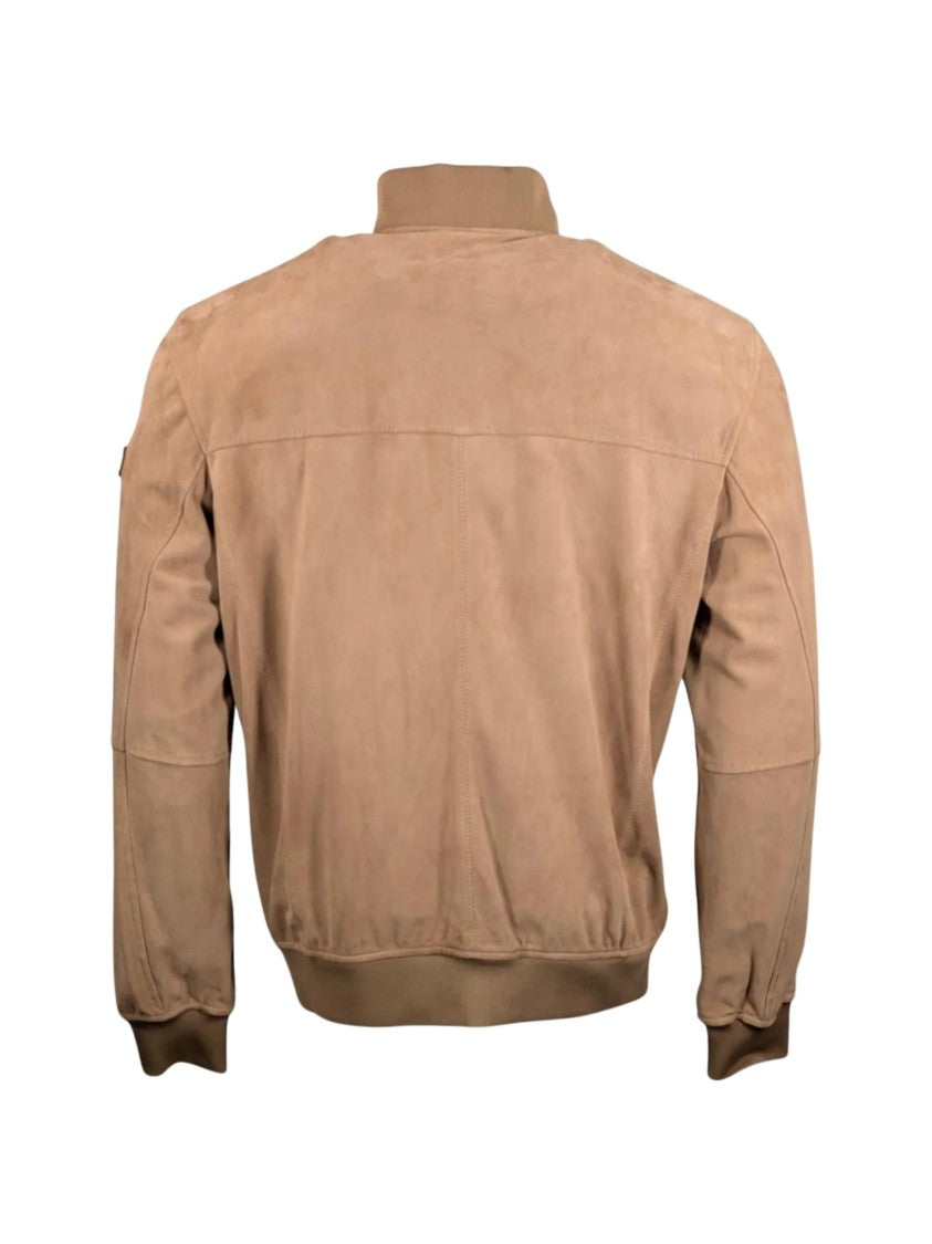 Peuterey Tan Leather Ribbed Jacket