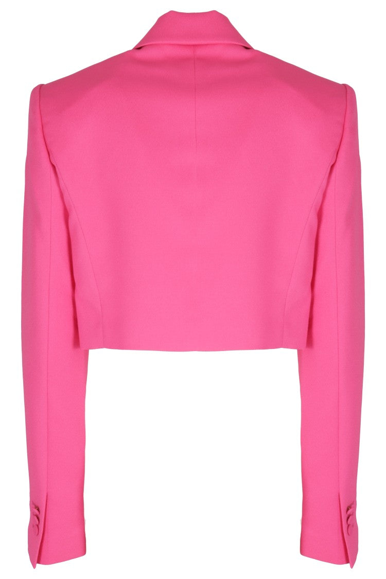 The Andamane Cropped Fuchsia Blazer With Classic Lapel