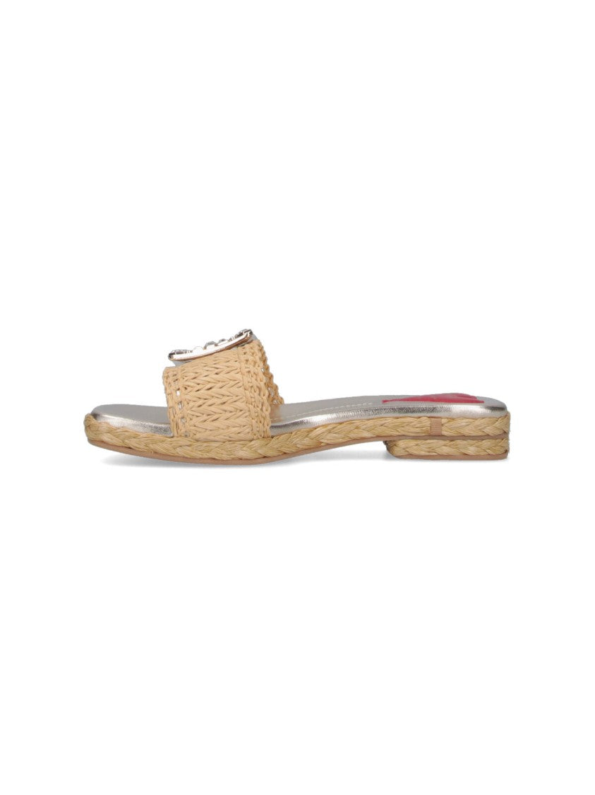 Roger Vivier Square-Toe Slide Sandals With Woven Strap