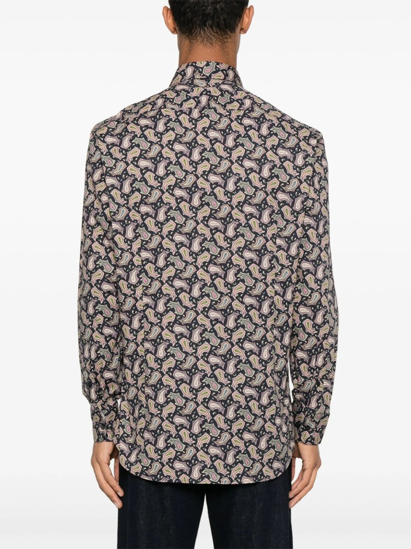 Etro Roma Tailored Brown Paisley Cotton Shirt