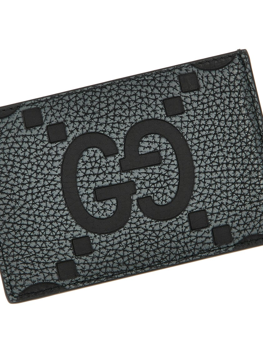 Gucci Hammered Leather Maxi Cardholder With Embossed Double-G Logo