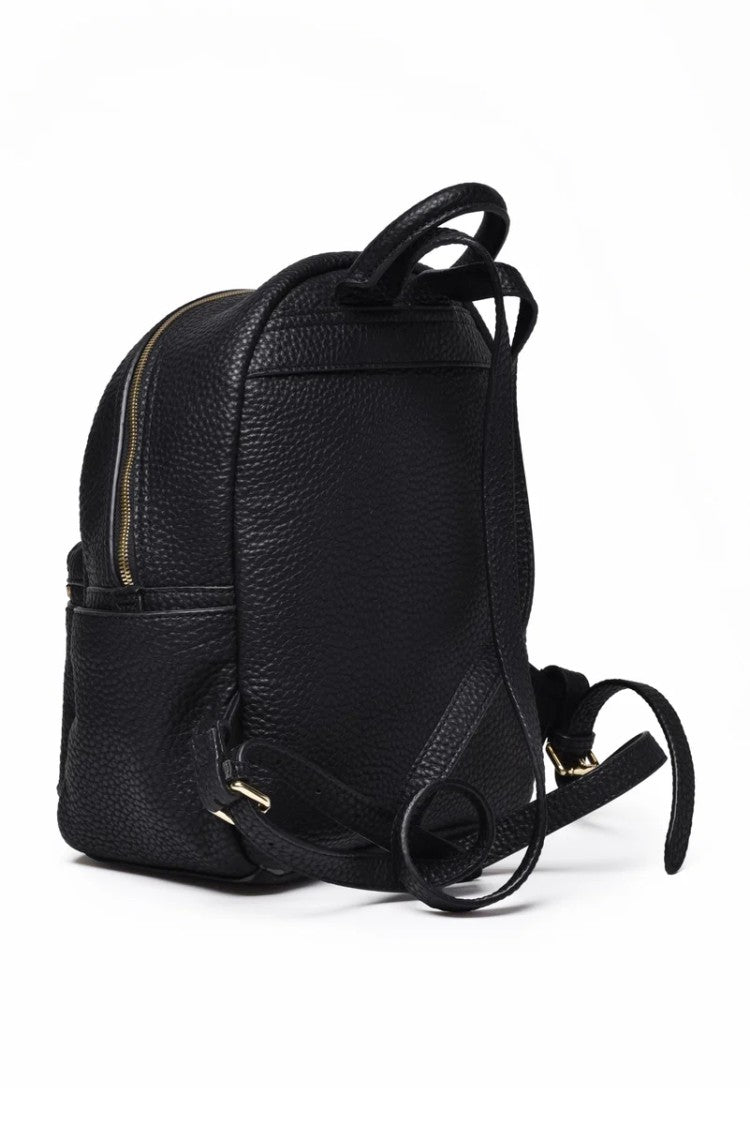 Ermanno Firenze Black Polyurethane Backpack