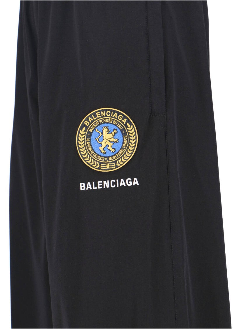 Balenciaga Black Logo Wide-Leg Sport Trousers