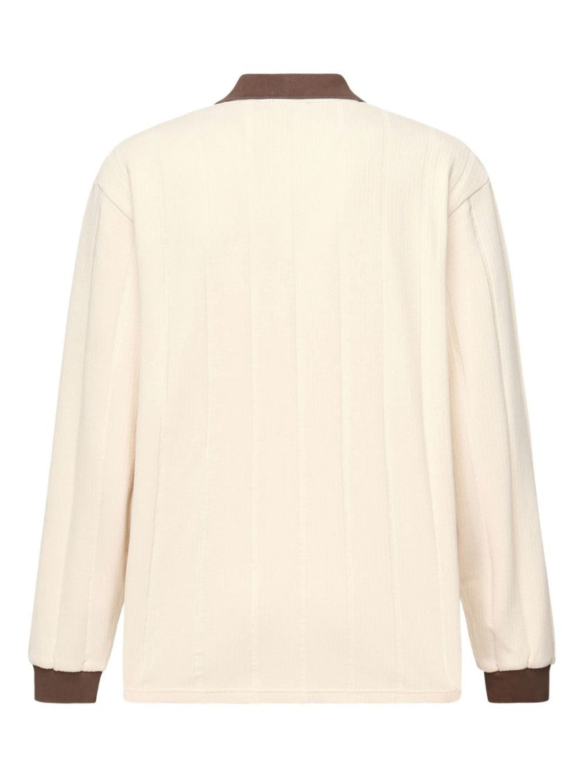 Represent Beige Ribbed Texture Long-Sleeved T-Shirt