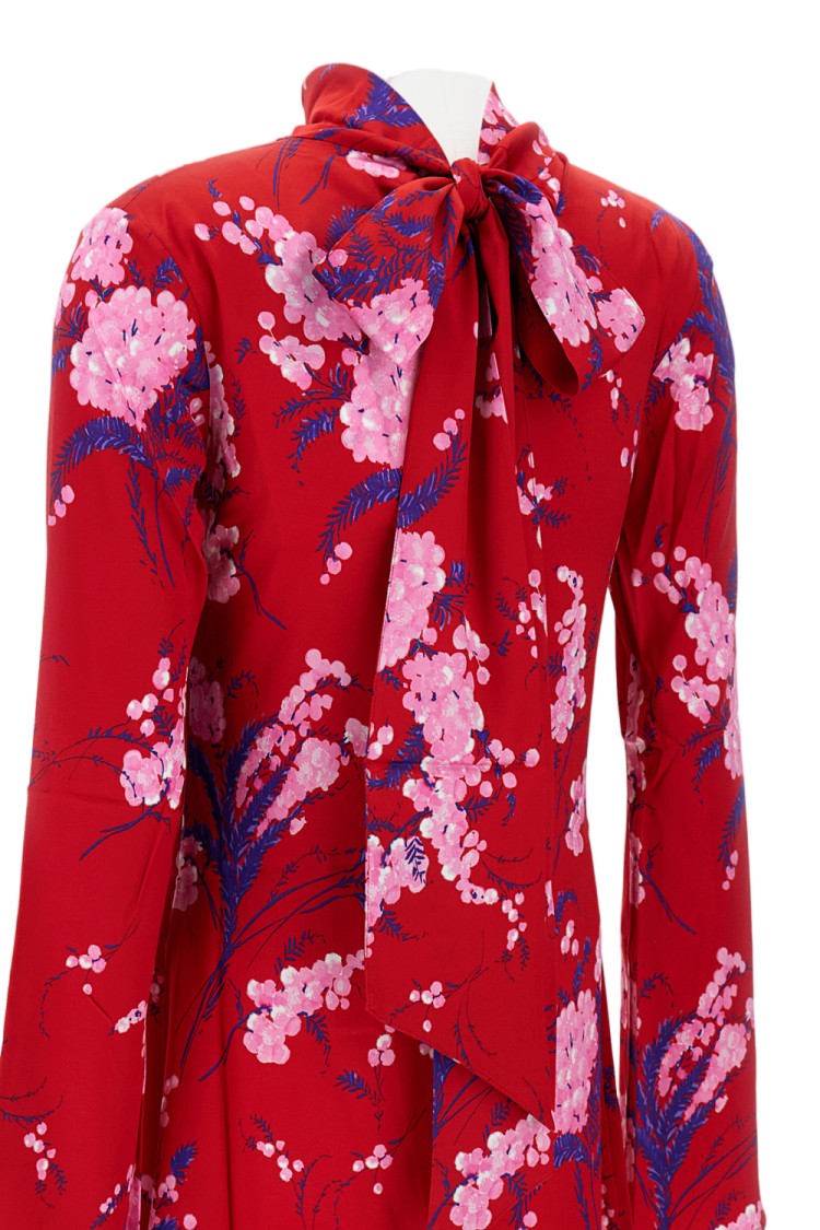 Des Phemmes Floral Print Mini Dress With Back Bow Detail