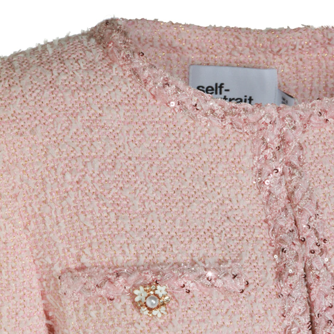 Self-Portrait Pink Round Collar Jacket