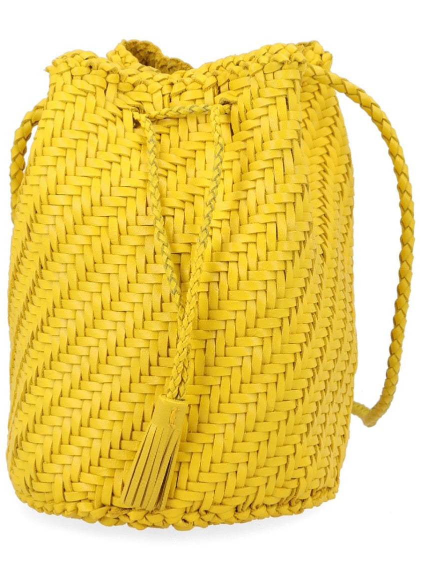 Dragon Diffusion Pompom Double Jump Yellow Woven Bag