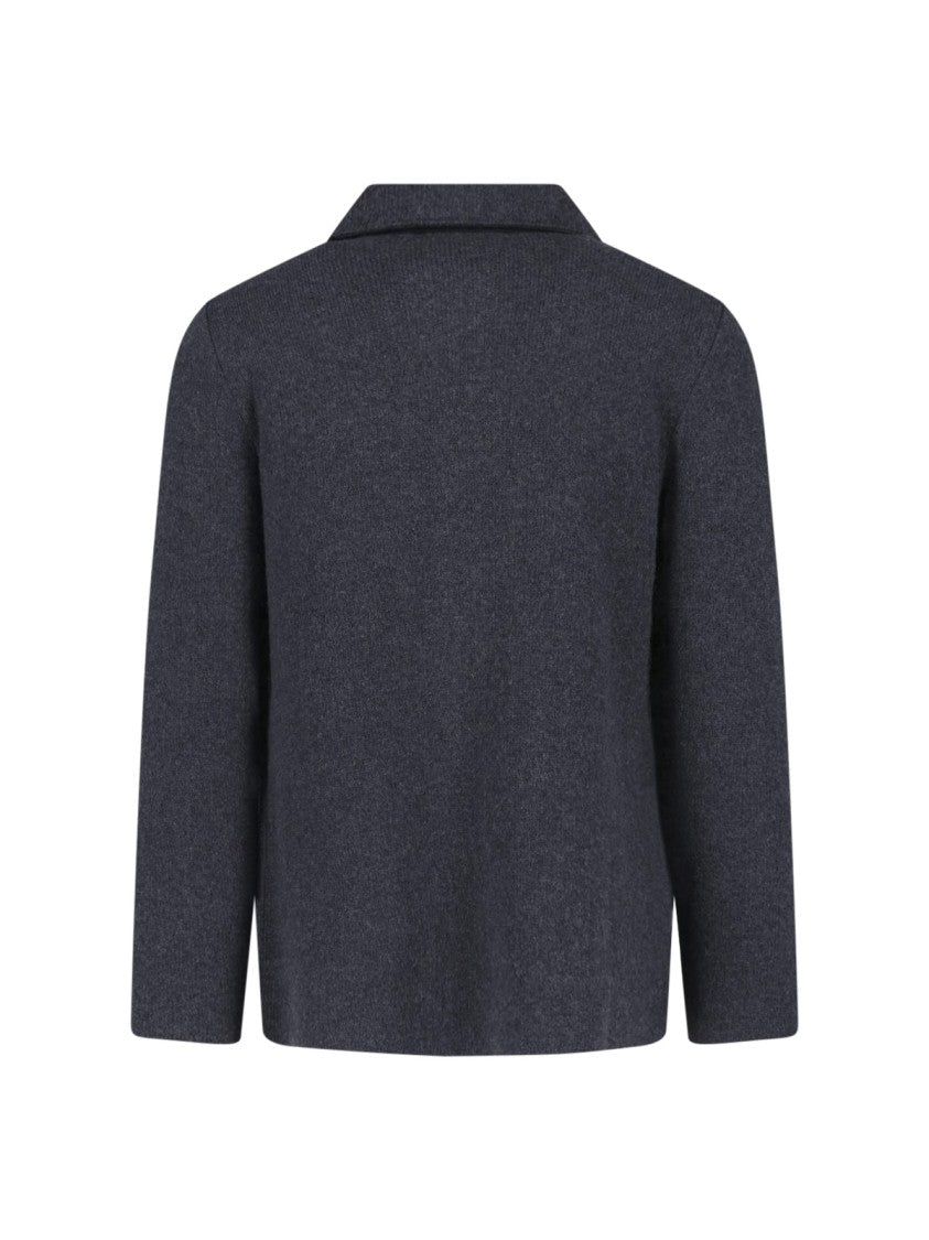 Lardini Grey Classic Collar Cashmere Jacket