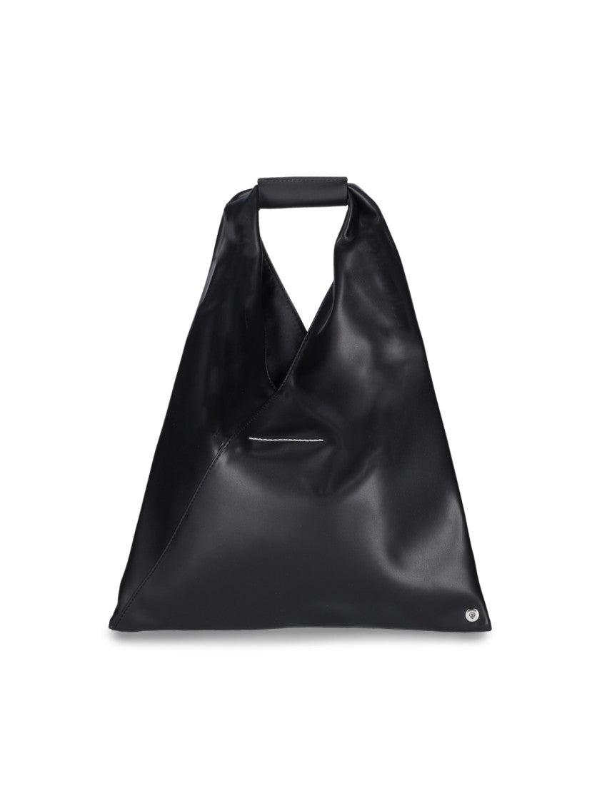 Mm6 By Maison Margiela Black Faux Leather Small "Japanese" Tote Bag