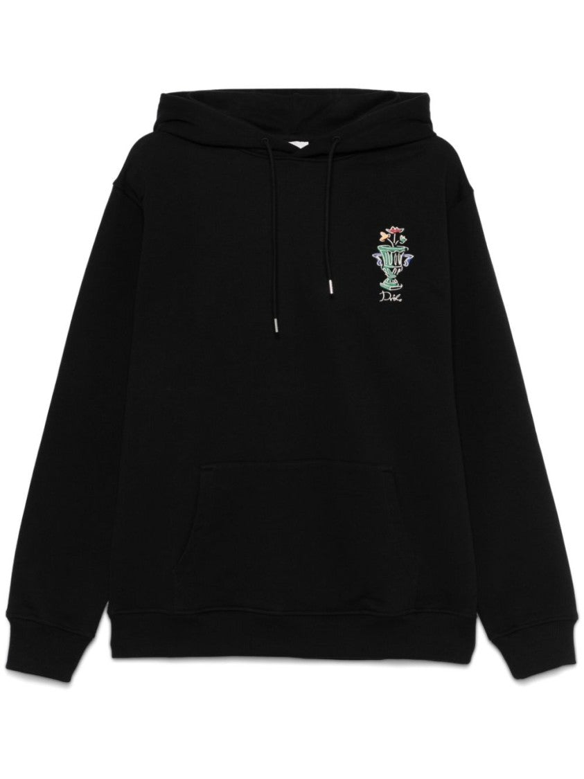 Drôle De Monsieur Black Hooded Sweatshirt With Embroidered Design