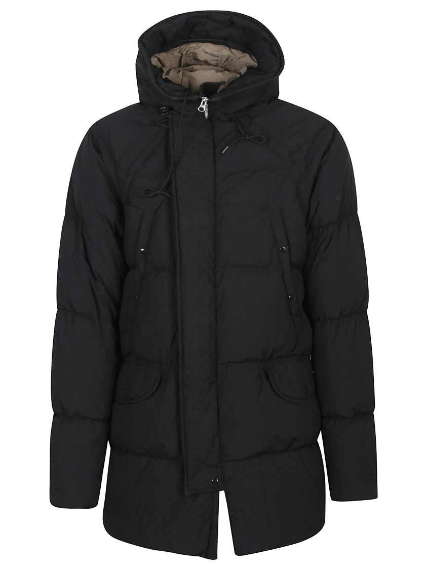 Ten C Quilted Black Deck Down Parka With Matte Finish