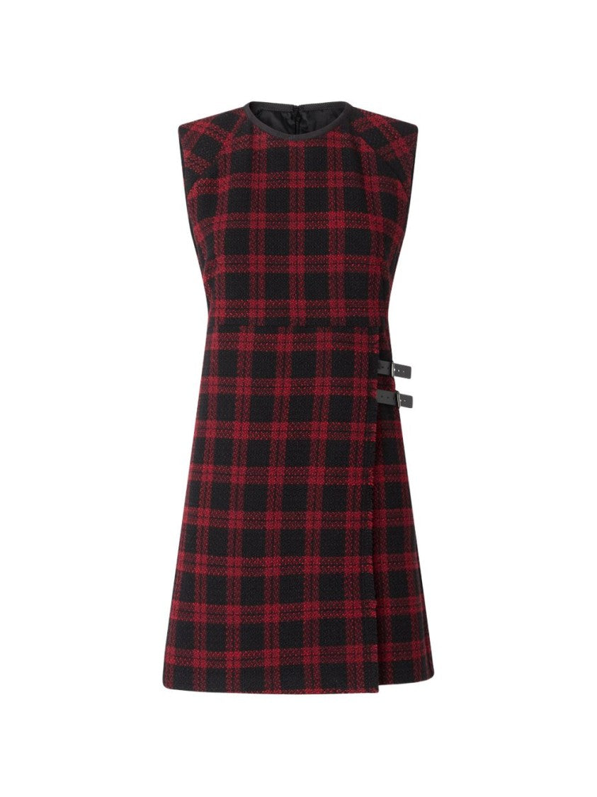 Pinko Multicolor Checkered Sleeveless Side Buckle Day Dress