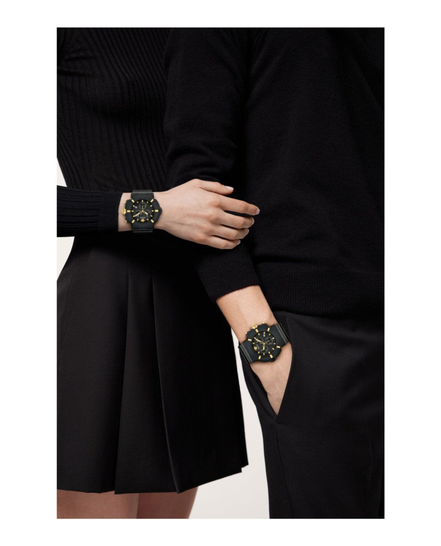Versace Real Active Chrono Silicone Watch With Gold-Tone Accents And Medusa Emblem