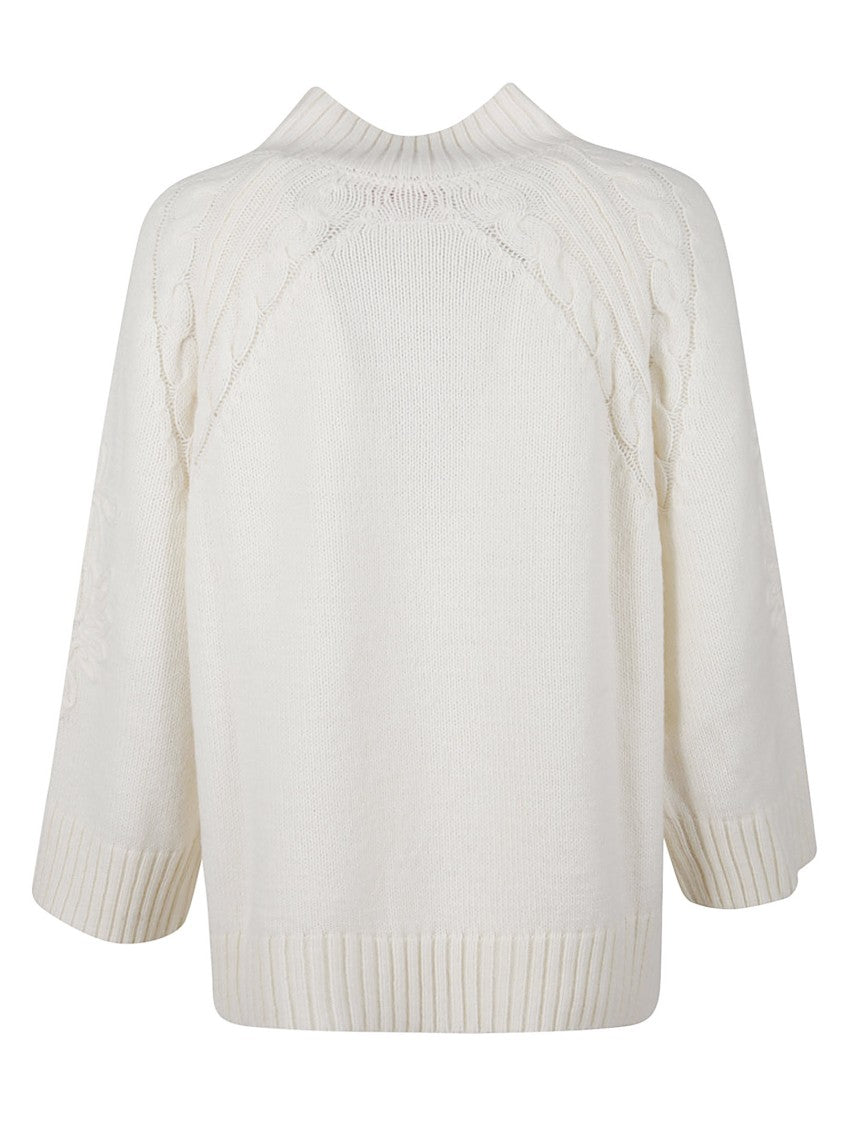 Ermanno Firenze Textured Knit Turtleneck Sweater With Raglan Sleeves