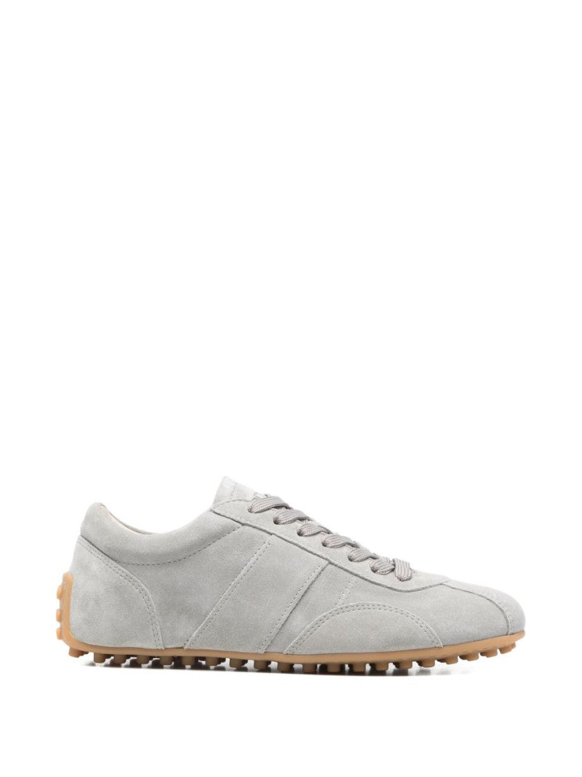 Tod's Grey Silk And Nylon Lace Sneakers