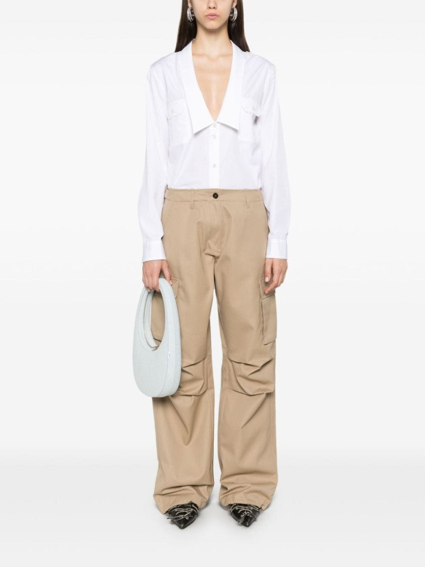 Coperni V-Neck White Cotton Poplin Top
