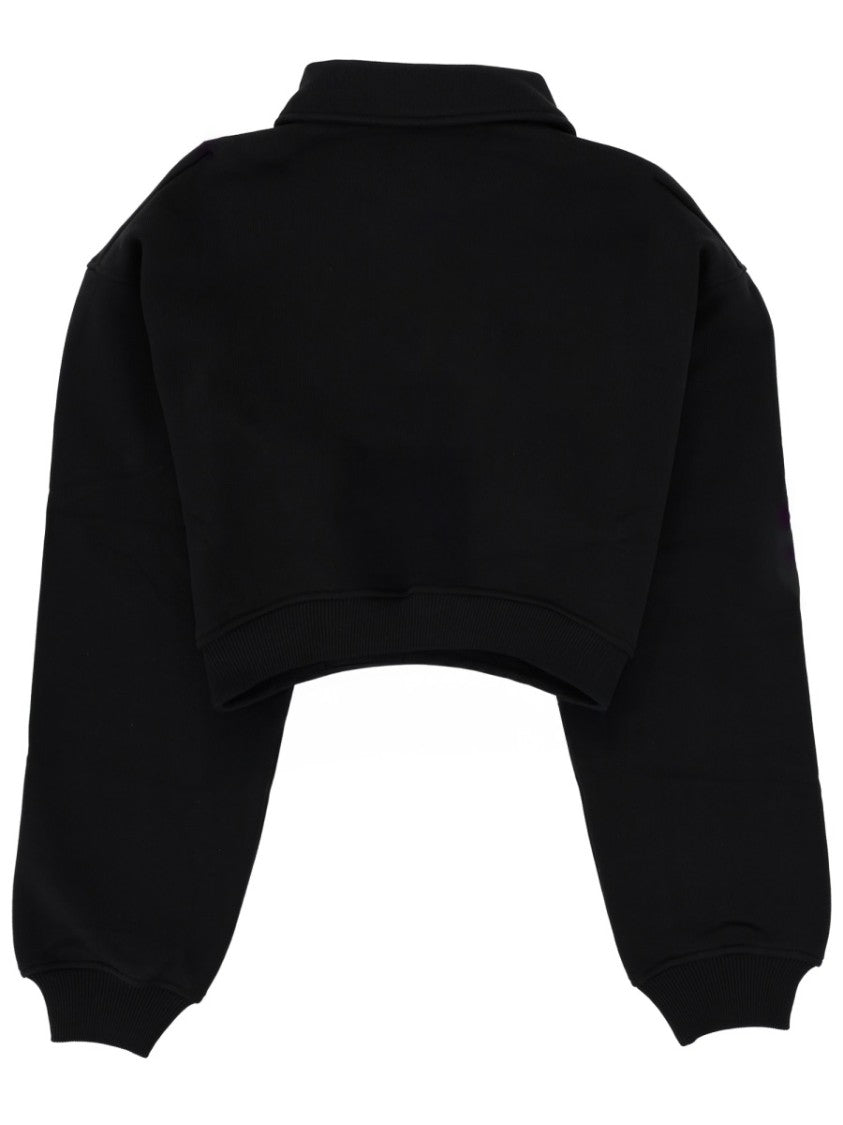 Msgm Follow The Rabbit Cropped Zip Sweatshirt