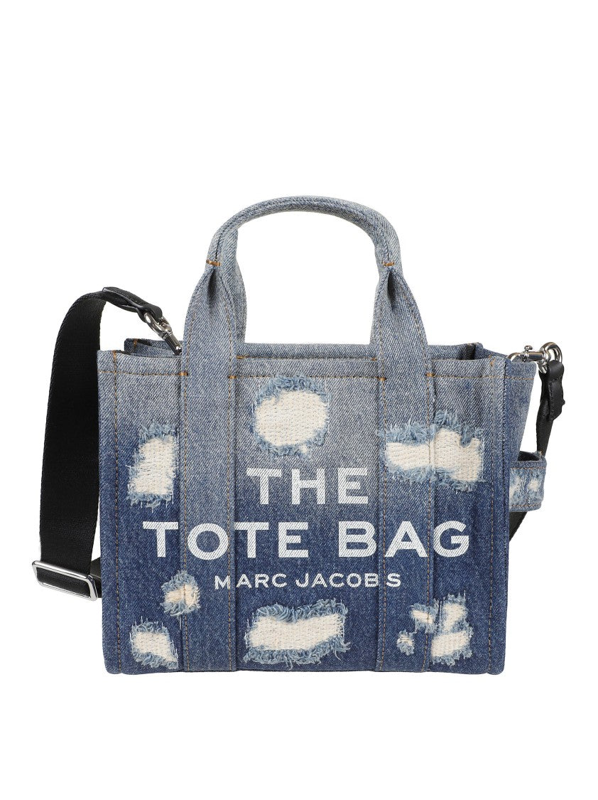 Marc Jacobs Distressed Denim Tote With Bold Lettering
