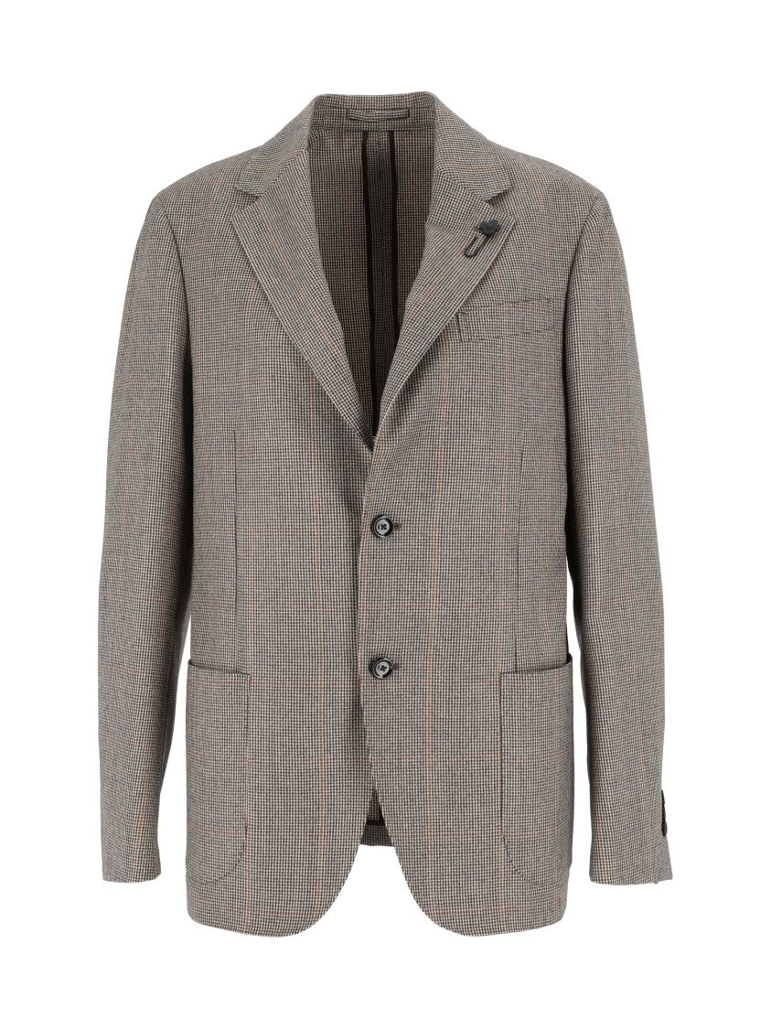 Lardini Virgin Wool Checkered Tailored Blazer
