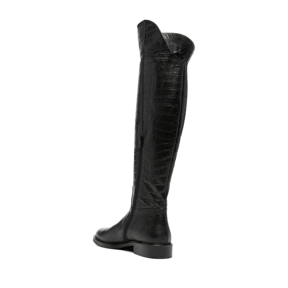 Adrianna Feretti Black Crocodile-Textured Leather Boots