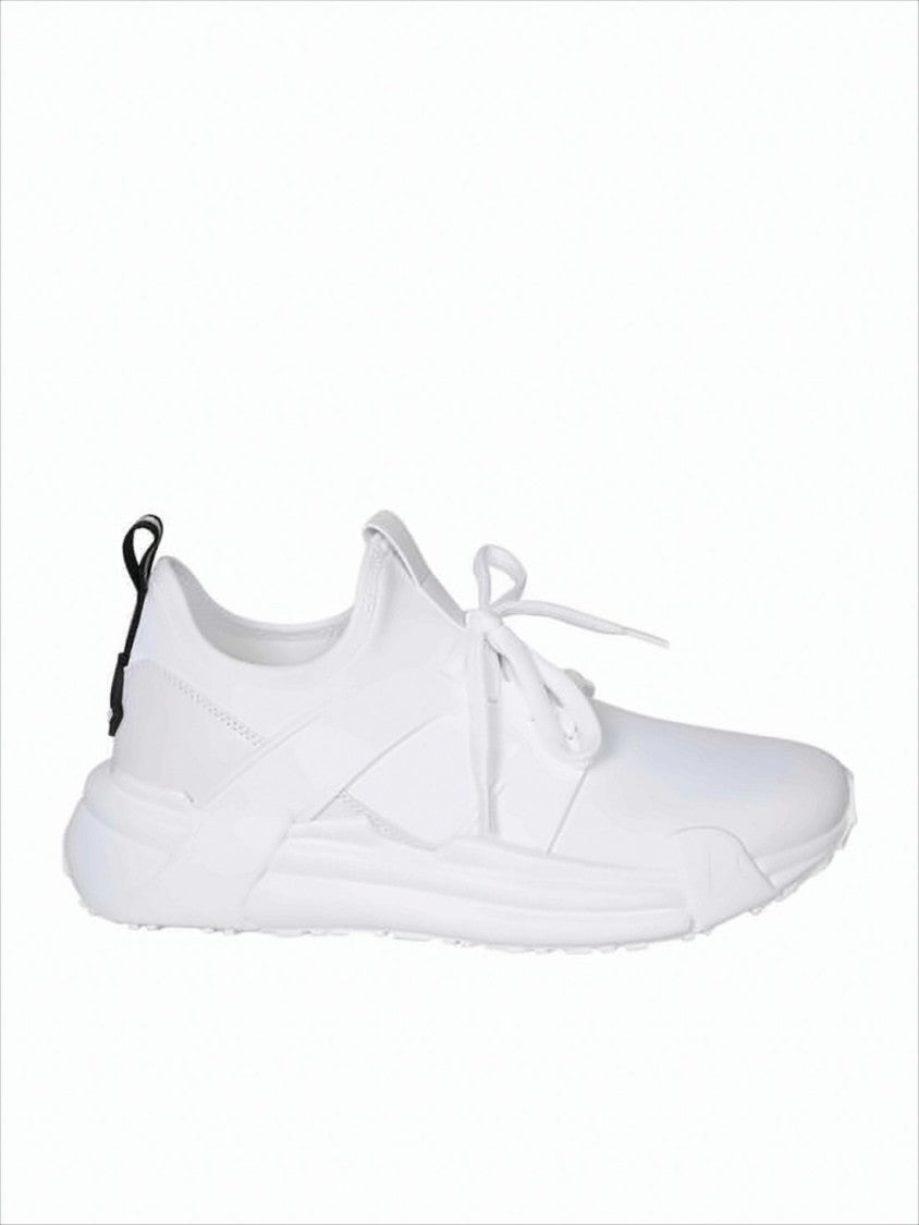 Moncler Sleek Neoprene And Leather Sneakers With Thick Rubber Sole