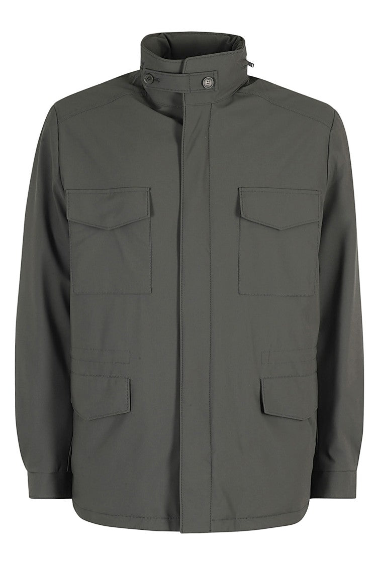 Duno Military Green Field Jacket With High Collar