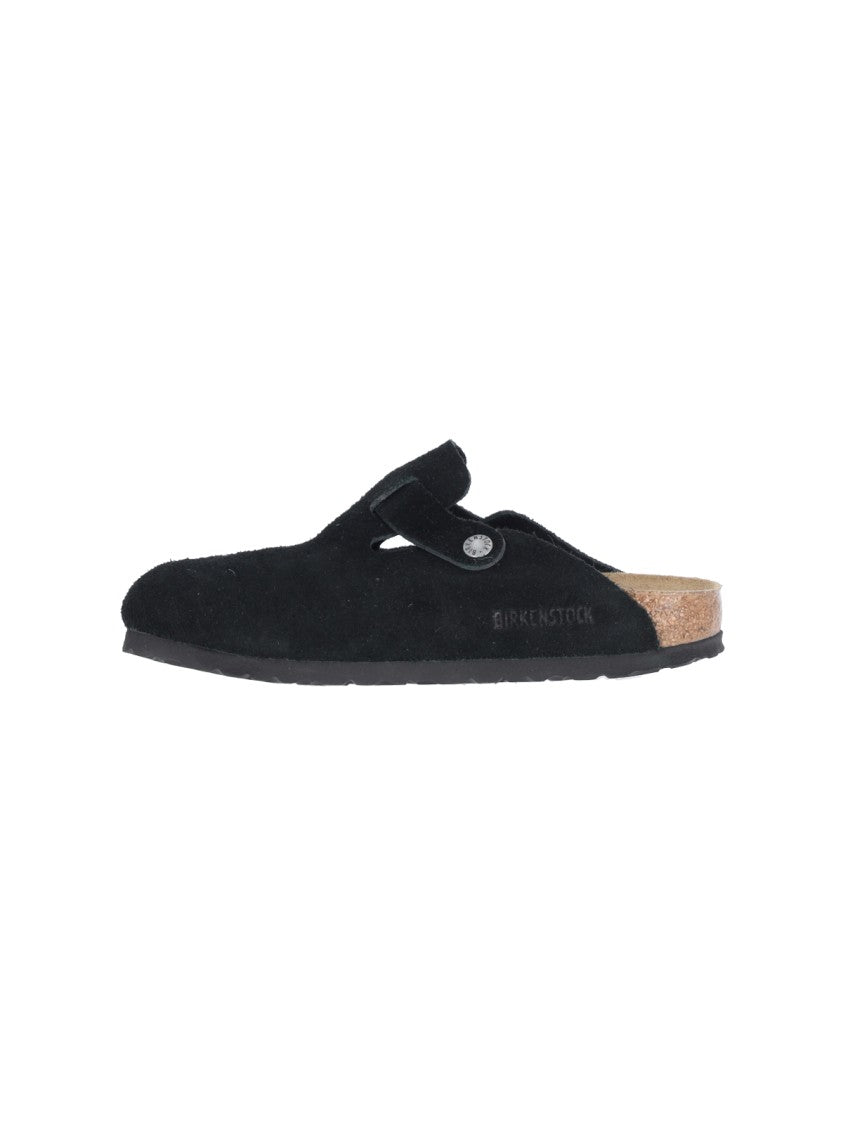 Birkenstock Suede 'Boston' Mules With Adjustable Strap And Anatomical Footbed