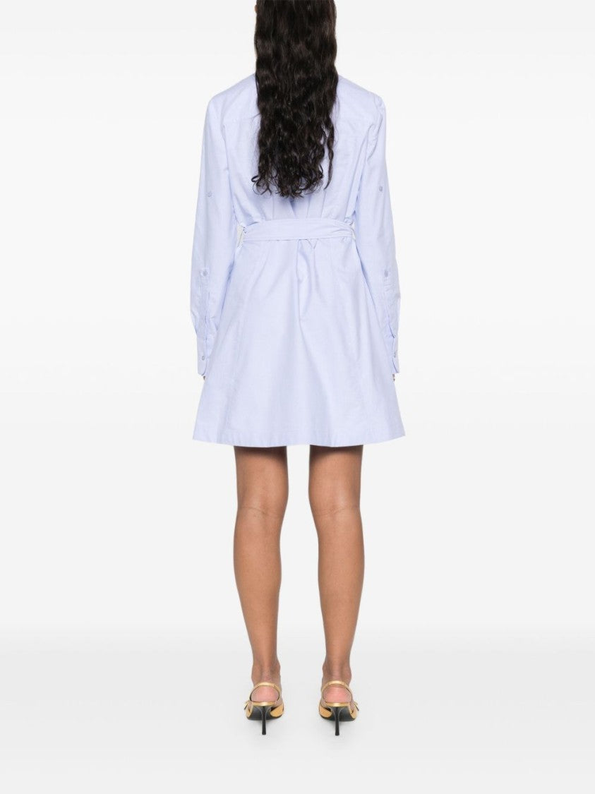 Givenchy Light Blue Midi Dress With Front Button Placket