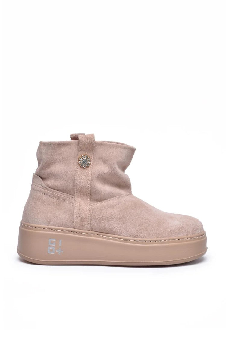 Gio + Pink Suede Rubber Women's Suede Ankle Boot